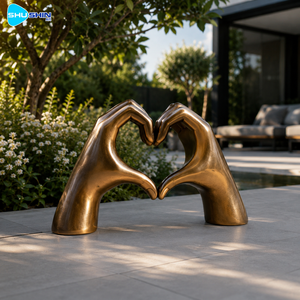 Grande statue en bronze en forme <span class=keywords><strong>de</strong></span> main et <span class=keywords><strong>de</strong></span> cœur, <span class=keywords><strong>sculpture</strong></span> d'amour <span class=keywords><strong>contemporaine</strong></span> pour <span class=keywords><strong>jardin</strong></span> extérieur, villa et décoration artistique publique - Product Image 4