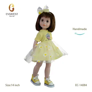 Factory Custom Girl 14 inch Doll Beautiful Dress Accessories Asian Realistic Vinyl American Doll for Children