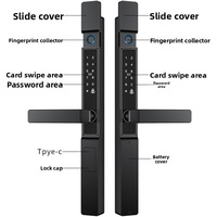 Serrure intelligente WiFi double face étanche Vertexis pour extérieur, capacité 100 empreintes digitales, mot de passe, RFID, en aluminium, pour portail et porte
