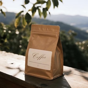 Bolsa de café personalizada con cierre de cremallera, base plana, reutilizable, resellable, de aluminio, para envasado de alimentos, con fuelle lateral y válvula de cierre tipo Tin Tie - Product Image 2