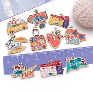 Moda viaje vacaciones Metal colgante encantos colorido <span class=keywords><strong>playa</strong></span> mapa equipaje diseños encantos para DIY artesanía joyería suministros - Product Image 6