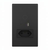 Prise intelligente Wi-Fi BR 1 ou 2 voies avec interrupteur, 20A, verre trempé, cadre métallique doré, contrôle à distance par application, compatible Google Alexa