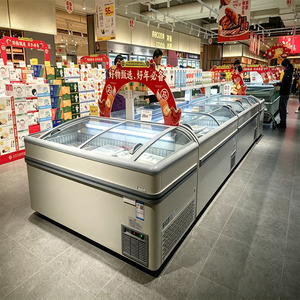 Congélateur coffre horizontal commercial de <span class=keywords><strong>2</strong></span>,5 mètres avec porte vitrée incurvée pour supermarché, type îlot <span class=keywords><strong>combiné</strong></span> - Product Image 2