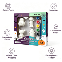 Kit d'artisanat DIY pour fête d'Halloween, peignez vos propres figurines en plâtre, 4 modèles, ensemble de peinture artistique pour enfants