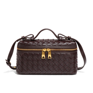 Sac à bandoulière pour femme de haute qualité, style vintage, motif à carreaux prismatiques, sangle unique, tissé, fermeture éclair carrée, doublure imperméable en PU - Product Image 3