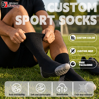 Chaussettes de sport pour hommes, antidérapantes, avec logo personnalisé, pour la course à pied, le camping, compression, coussinées, adhérence athlétique, longueur mi-mollet