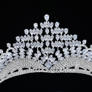 Diadème de mariée de luxe en argent massif, grande couronne de mariage élégante avec strass, coiffe baroque pour concours de beauté, pour femmes, mariées, Quinceañera, <span class=keywords><strong>bal</strong></span> de promo - Product Image 5