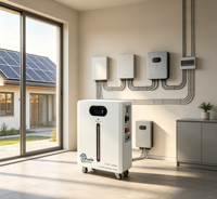 Sistema de Almacenamiento de Energía Solar Portátil Híbrido con Batería LiFePO4 de 25.6V 200Ah 5120Wh, BMS Integrado y Ruedas, para Respaldo de Energía