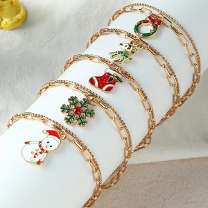 I-0055 En Gros De Noël Bonhomme De Neige Flocon De Neige Chaîne Bracelet Bracelet Homme Bijou En Gros Bracelet De Noël - Product Image 6