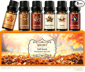 Coffret d'huiles <span class=keywords><strong>parfum</strong></span>ées d'automne pour diffuseurs d'ambiance, 6 x 10 ml, avec senteurs Épices, Citrouille, Érable, Beurre, pour la fabrication de bougies et de savons, cadeau de fêtes - Product Image 1