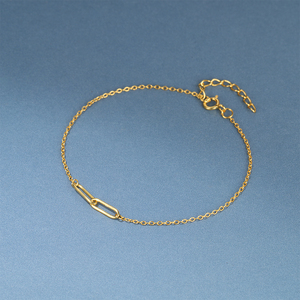 Bracelet ajustable pour femme CANNER Simple S925 en argent sterling plaqué or 18 carats avec fermoir double boucle en forme de trombone - Product Image 2