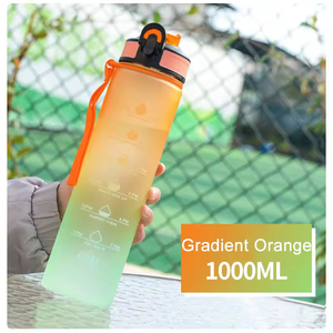 Botella de Agua Deportiva Personalizada con Diseño Delgado, 1000ML, en Stock, con Escala Graduada, Color Degradado, Portátil, con Pajita, para Gimnasio - Product Image 3