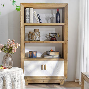 New Arrivals <b>Rustic</b> Solid Wood Three-Tier Storage Cabinet for Living Room Kitchen & Hotel Use White <b>Door</b>-Durable Home Furniture - Product Image 2