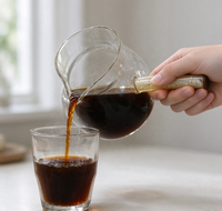 Carafe à café en verre borosilicate avec poignée latérale scintillante, double bec verseur pour le thé, la maison et le café