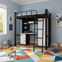 Lit superposé professionnel en métal avec bureau et rangement intégré, lit superposé moderne en acier pour étudiants et logements étudiants