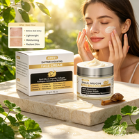 Crème hydratante pour le visage à la mucine d'escargot, marque privée, acide hyaluronique, hydratation intense, crème lissante pour le visage, personnalisable