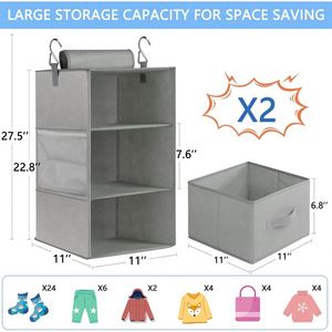 Foldable 3 Layer Hanging Storage <b>Shelf</b> Wardrobe Organizer with Strong <b>Hooks</b> Clothing Organization Bedroom Dorm Closet Organizer - Product Image 2