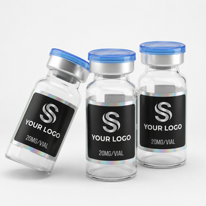 Autocollants noirs mats imperméables, résistants aux rayures, avec cadre laser irisé et texte de marque personnalisé pour flacon Xilin en verre lyophilisé - Product Image 6