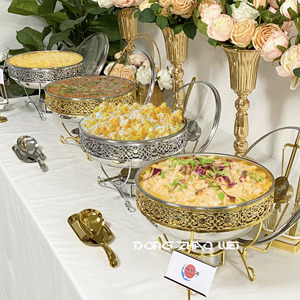 Équipement de Restaurant Fast Food Chauffe-Plats Buffet Vaisselle Chafing Isolée Vitrine Chauffante Plats Chauds Ensemble Chafing de Luxe - Product Image 2