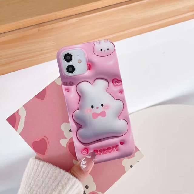 Super Cute 3D IMD Rabbit Mobile Phone case for Phone 15 14 Pro Max 12 11 13 Protective Cover