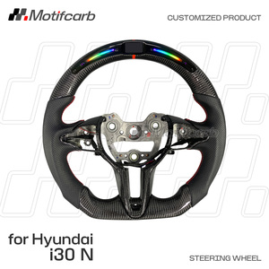 Volante Deportivo Personalizado de Fibra de Carbono de 3 Radios con LED Inteligente de RPM para I30N I20N Elantra N-line Fastback 2018-2026 - Product Image 2