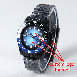 Montre automatique pour homme 40 mm avec mouvement NH34, logo personnalisé, verre saphir, étanche 10 bars, mécanique, noire - Product Image 6