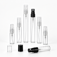 Flacons pulvérisateurs de parfum cylindriques en verre transparent de 2 ml, 3 ml, 5 ml, 10 ml, à col serti, portables, rechargeables, vides, avec pompe pulvérisatrice pour