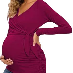 ชุดคลุมท้องถักนิตติ้งแบบสั่งทำพิเศษ เสื้อผ้าสำหรับคนท้องใส่สบาย ยืดหยุ่นได้ดี ผ้าฝ้ายเนื้อนุ่ม ชุดนอนคนท้องผ้าไผ่ - Product Image 4