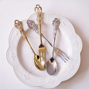 Luxury Baroque Stainless Steel Tea Spoon and <b>Fork</b> Set Coffee Spoon and <b>Dessert</b> <b>Fork</b> Suitable for Restaurants Hotels and Homes - Product Image 1