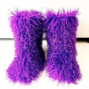 Chaussures colorées d'hiver en fausse fourrure de Mongolie fausses bottes en fourrure de <span class=keywords><strong>mouton</strong></span> d'agneau pour fille vente en gros - Product Image 6