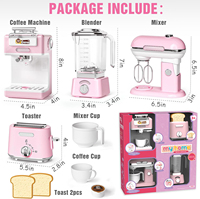 Ensemble de jouets de cuisine pour enfants : Appareils électroménagers éducatifs pour jeu de rôle avec lumières et sons (Cafetière, Mixeur, Batteur sur socle, Grille-pain)