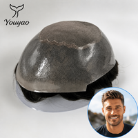 Stock DH-3 Prothèse capillaire pour homme, base mono en PU avec dentelle frontale, ligne de cheveux invisible, cheveux humains Remy, fixation par clips, vente en gros usine