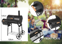 Gril de barbecue à charbon portable Offres Spéciales avec table d'appoint gril de fumoir extérieur pliant pour pique-nique et camping