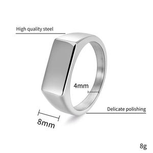 Ins popolare anello per incisione <span class=keywords><strong>con</strong></span> <span class=keywords><strong>nome</strong></span> personalizzato in acciaio inossidabile anelli rettangolari lisci vuoti da uomo anelli <span class=keywords><strong>con</strong></span> sigillo geometrici minimalisti - Product Image 3