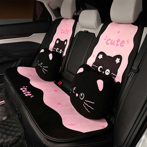 Cuscino per Sedile Auto Bows Kitty, Set Completo per Interni, Stile Cartone Animato Autunno/Inverno, Materiali in Peluche Ecologici, Protezione, Design Personalizzato - Product Image 2