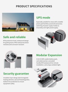 ระบบจัดเก็บพลังงานแสงอาทิตย์แบบออฟกริดออลอินวัน 48V 100AH-300AH แบตเตอรี่ลิเธียมไอออนแบบเรียงซ้อนได้ 10kWH 5kWH 15kWH ยี่ห้อเดียว - Product Image 6
