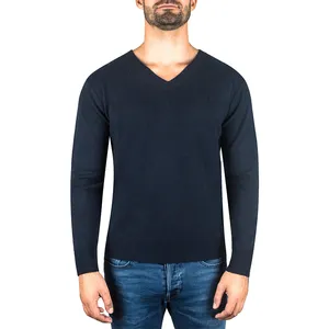 High Quality Customized Label Wholesale Luxury Winter Fashion 100% Pure Pullover With V Neck Cashmere Sweater For Men
