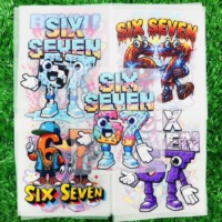 Transferts thermocollants DTF personnalisés, motifs Six Seven Donut Robot Cartoon, autocollants DIY pour la décoration de vêtements, vinyle pour T-shirt