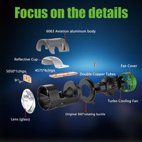 Bombilla F10 Ultra Brillante de 170W 17000LM 12V con Lente Bifocal Mini LED para Faros Delanteros de Coche H4 4575 5050 Chips, Controlador Externo, IP68 Impermeable