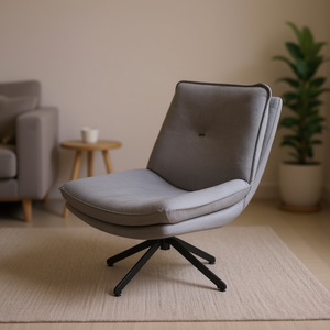 Poltrona Casual Homeera LORIS-08 in Velluto Grigio con Base Girevole, Arredamento Moderno per Soggiorno, Chaise Longue - Product Image 2