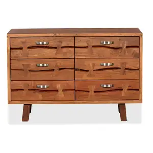 Industrial & vintage Old & Antique Solid Acacia Live edge wood 6 drawers living room Cabinet