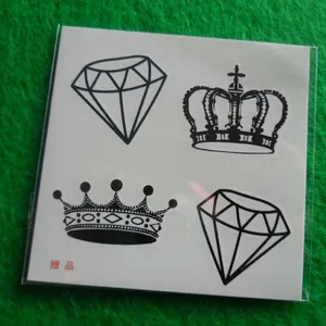 Custom Design Water Transfer Crown Tijdelijke Tattoos Sticker Voor Kinderen Niet Giftig Zwarte Diamant Tattoo Stickers