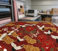 Tapis de Mahjong pliable de luxe style chinois rouge et or pour 4 joueurs, antidérapant en caoutchouc, carré