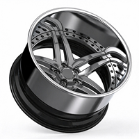 Jantes forgées 3 pièces, 5 branches, centre poli, chrome, lèvre profonde, 18-24 pouces, en alliage 6061-T6 pour voitures américaines, PCD ET personnalisé