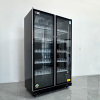 Réfrigérateur commercial à double porte pour boissons, vitrine verticale à refroidissement par air pour supermarché, épicerie et cave à vin