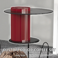 Table basse sur mesure en HDF peint avec plateau en verre moderne, base sculpturale, pour projet hôtelier au Mexique, mobilier de luxe pour hall d'entrée, salon et séjour