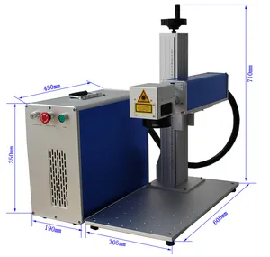 Mesin penanda perhiasan mesin pemotong pengukir laser perak serat emas dengan fokus otomatis, perlengkapan putar dan pemegang pelat