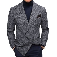 Blazer Costume Décontracté à Carreaux Printemps-Automne Homme, Veste de Costume Uni pour Homme, Commerce Extérieur Transfrontalier