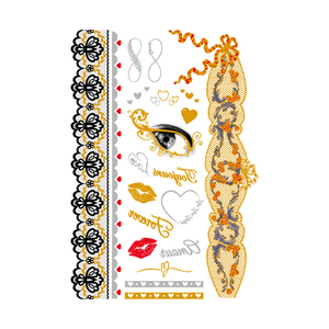 Tatuaje Temporal Metálico Dorado con Diseño de Mariposa y Flor para Arte Corporal, Venta al Por Mayor - Product Image 3