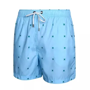 绍兴蓝色男士泳裤圆点印花拉绳裤夏威夷板短裤